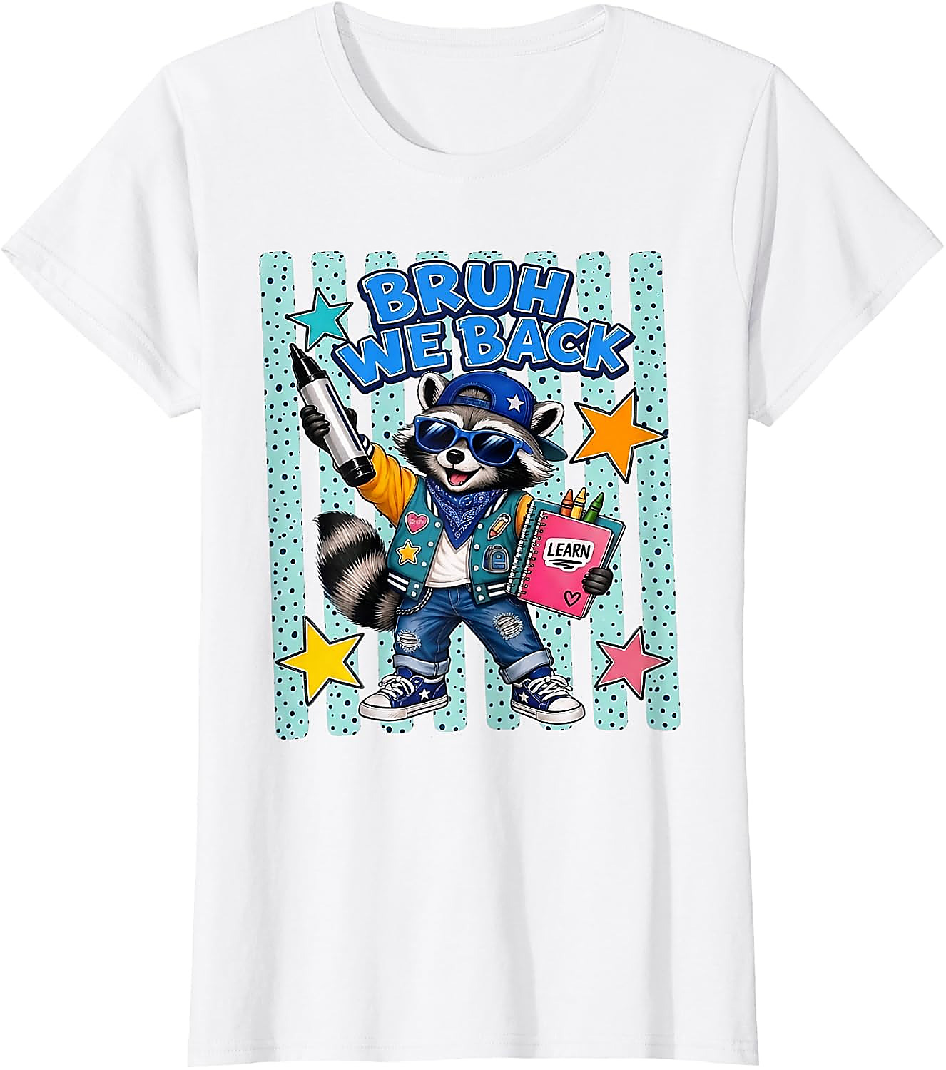 Bruh We Back Raccoon T-Shirt | Funny Back to School Tee