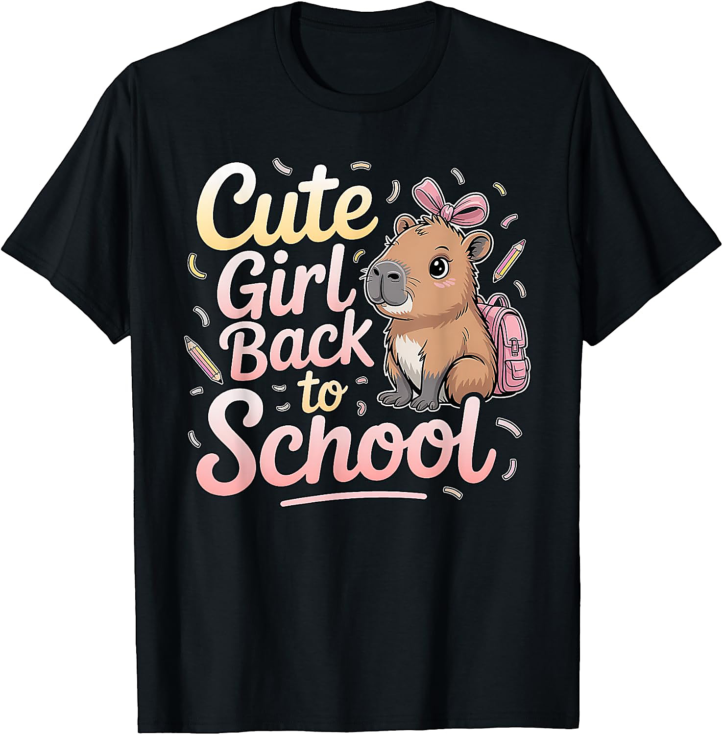 Cute Capybara Back to School T-Shirt for Girls | Kids Tee