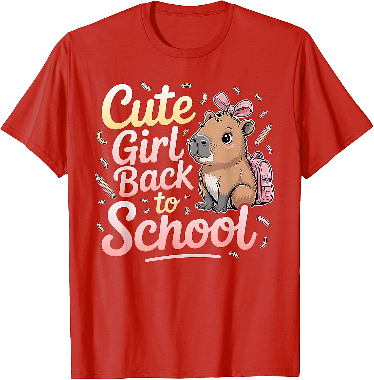 Cute Capybara Back to School T-Shirt for Girls | Kids Tee