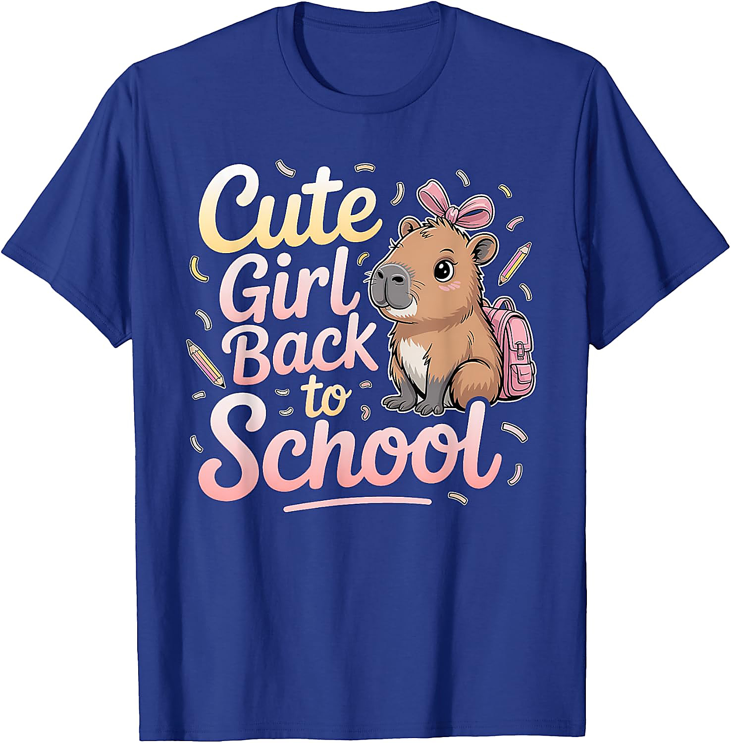 Cute Capybara Back to School T-Shirt for Girls | Kids Tee