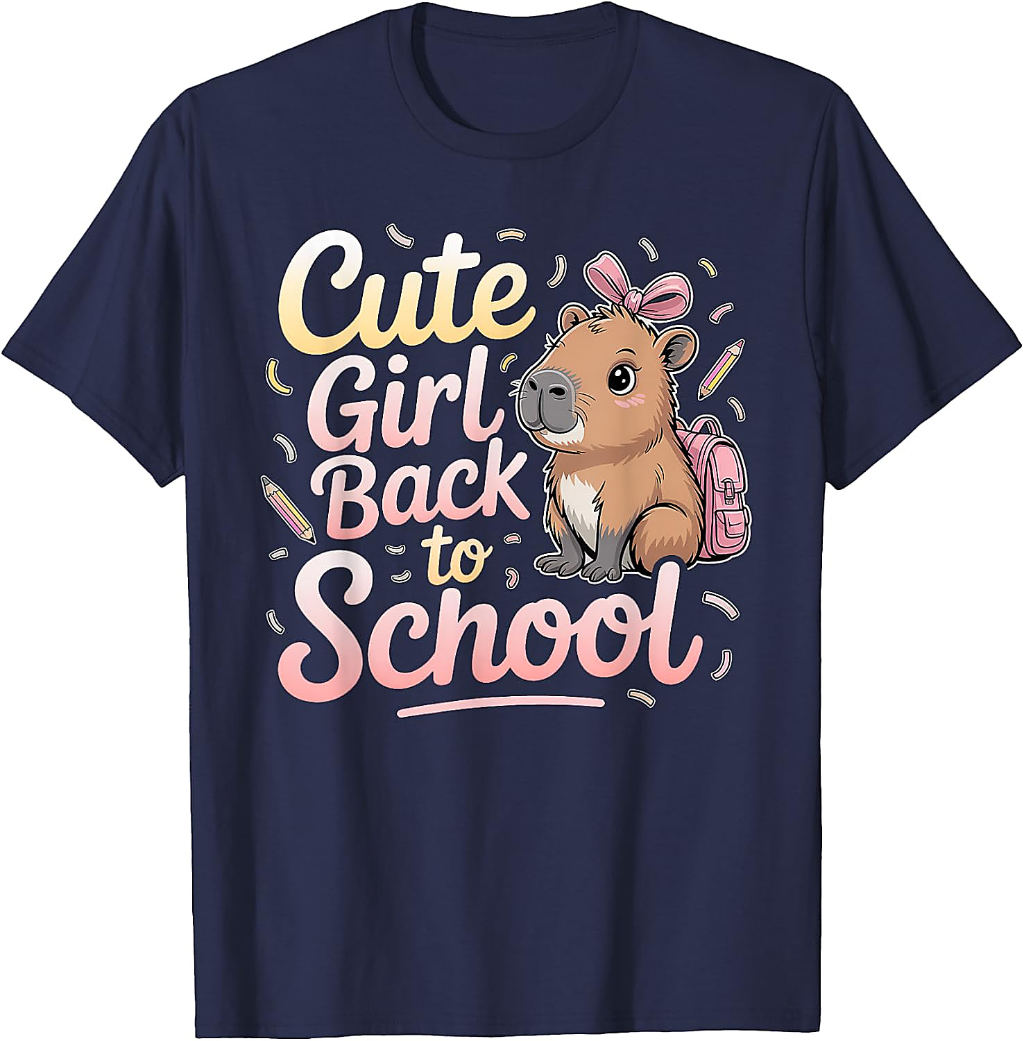Cute Capybara Back to School T-Shirt for Girls | Kids Tee