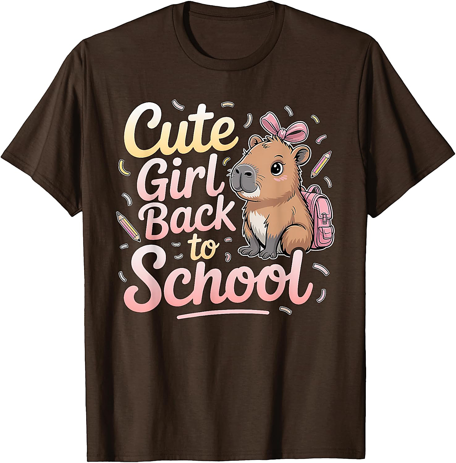 Cute Capybara Back to School T-Shirt for Girls | Kids Tee