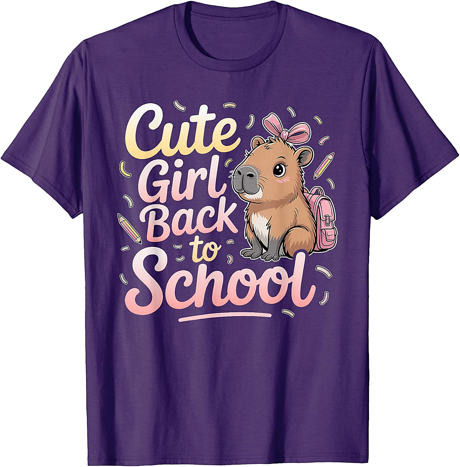 Cute Capybara Back to School T-Shirt for Girls | Kids Tee