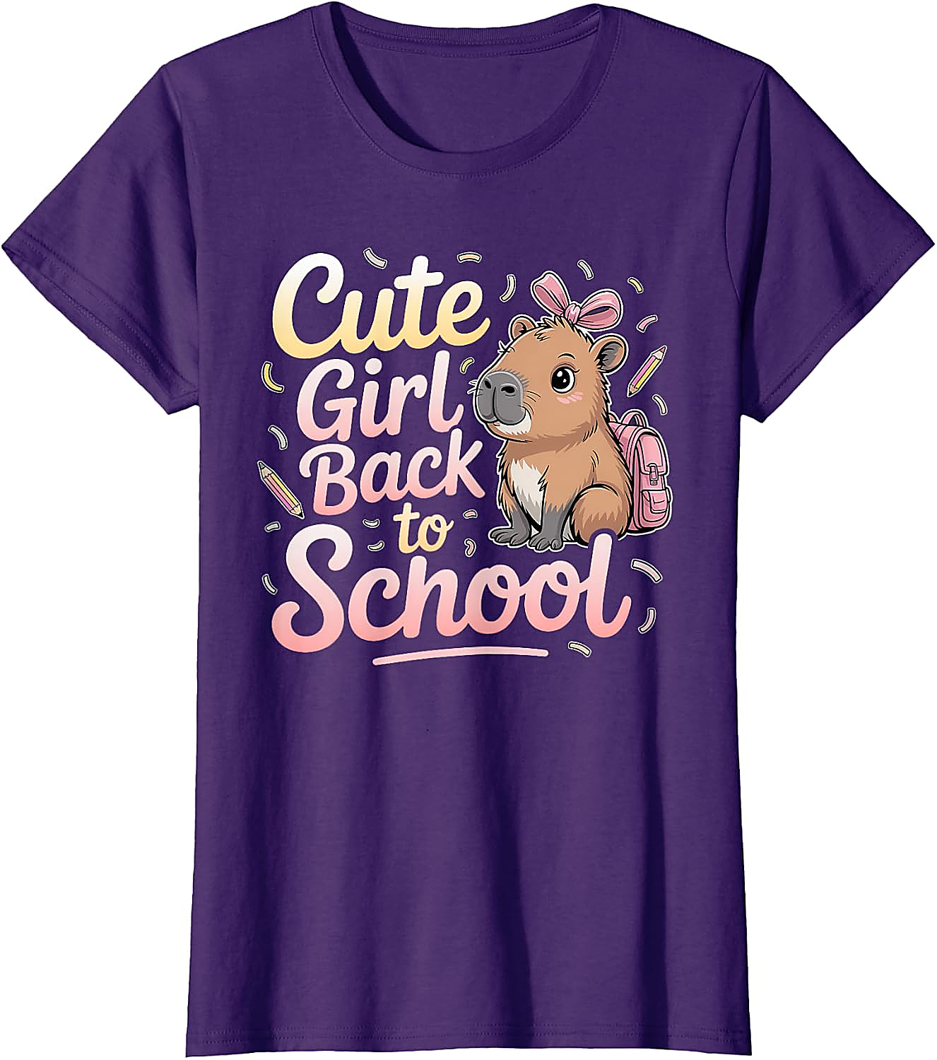 Cute Capybara Back to School T-Shirt for Girls | Kids Tee