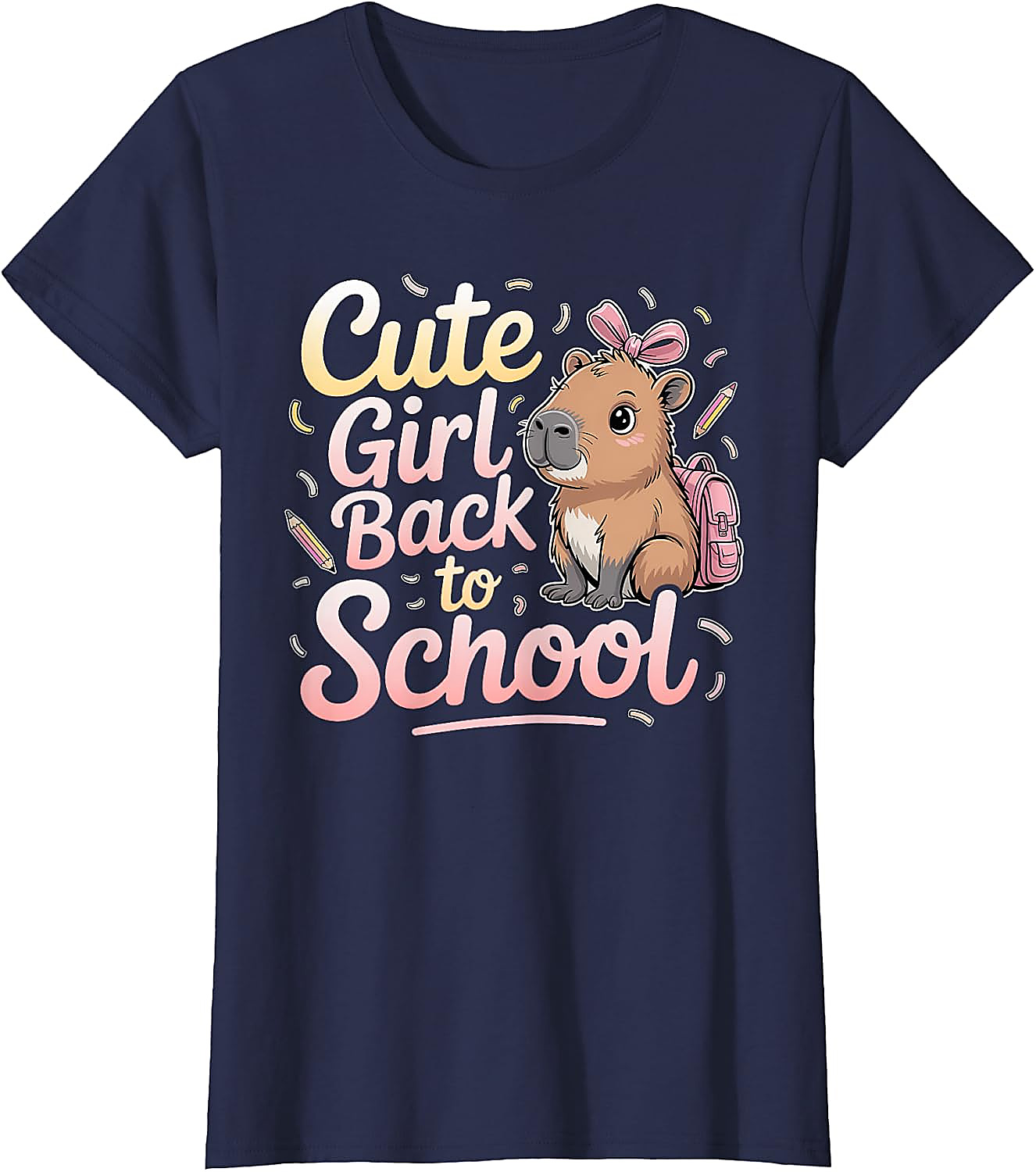 Cute Capybara Back to School T-Shirt for Girls | Kids Tee