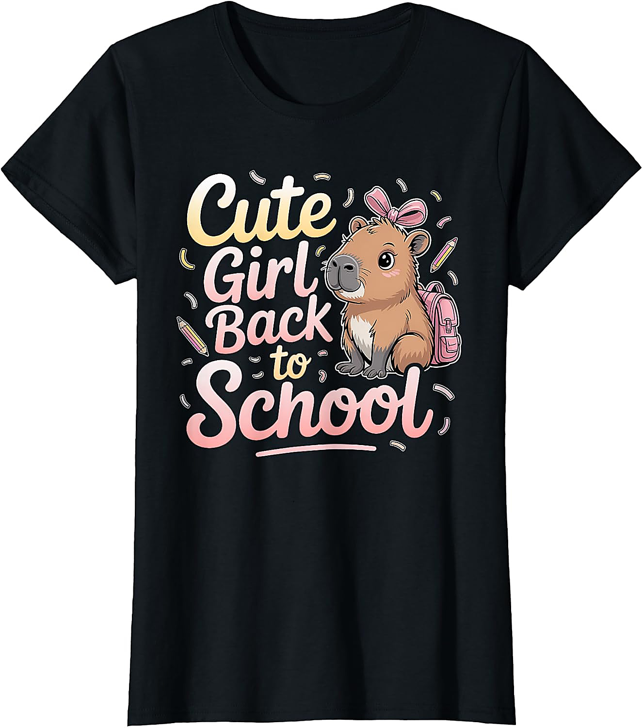 Cute Capybara Back to School T-Shirt for Girls | Kids Tee
