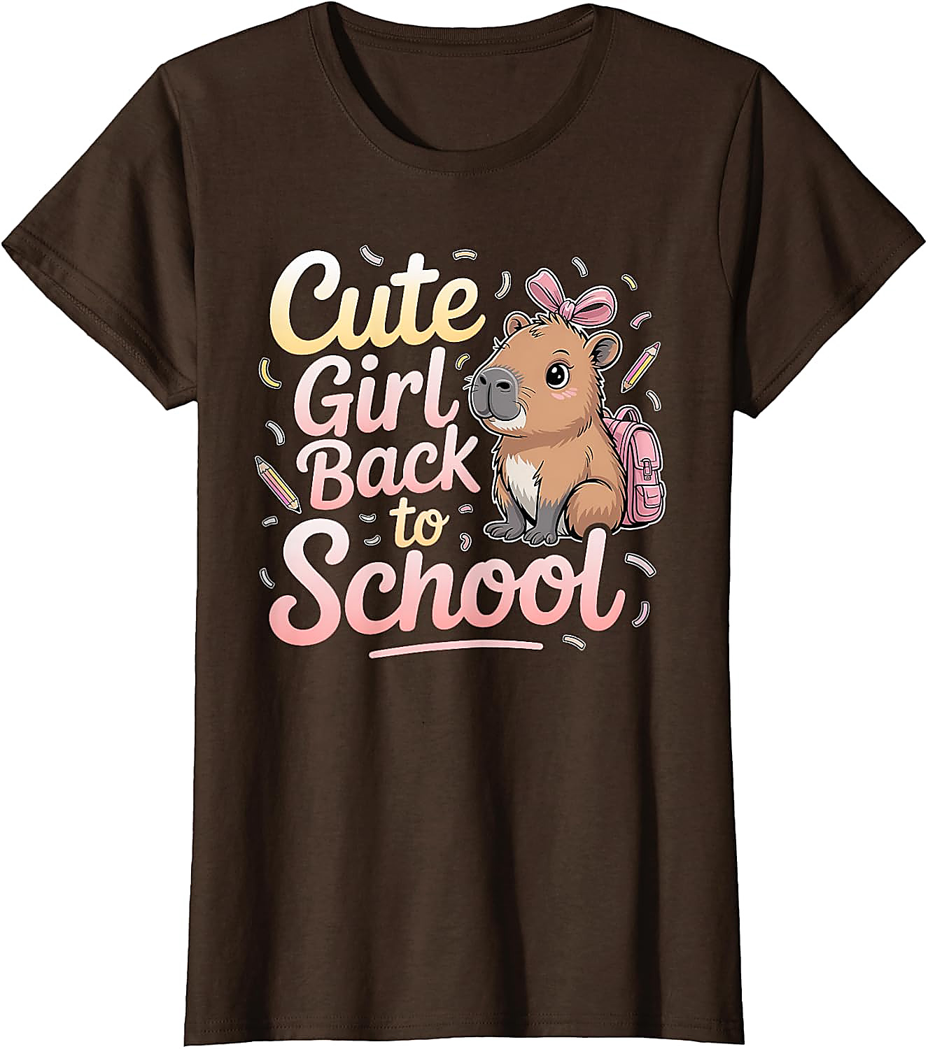 Cute Capybara Back to School T-Shirt for Girls | Kids Tee