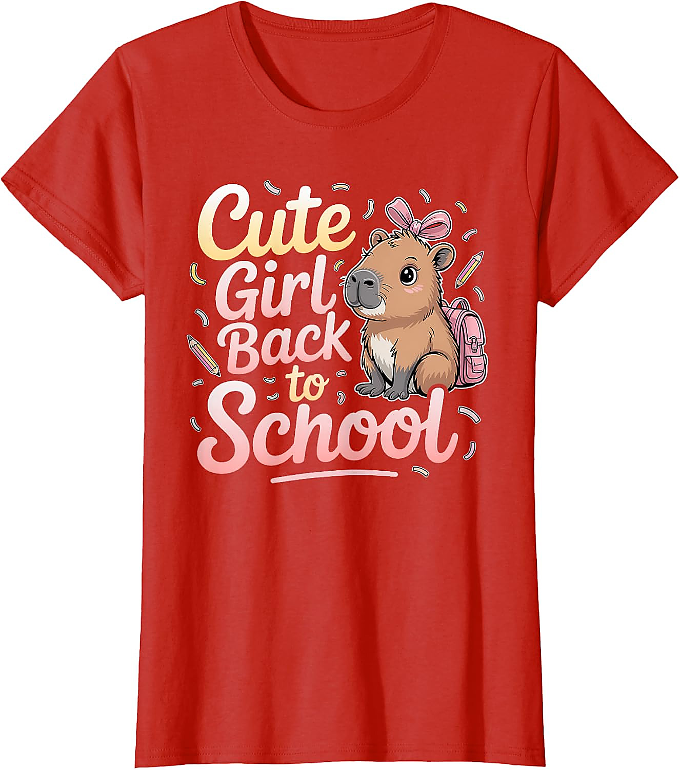 Cute Capybara Back to School T-Shirt for Girls | Kids Tee