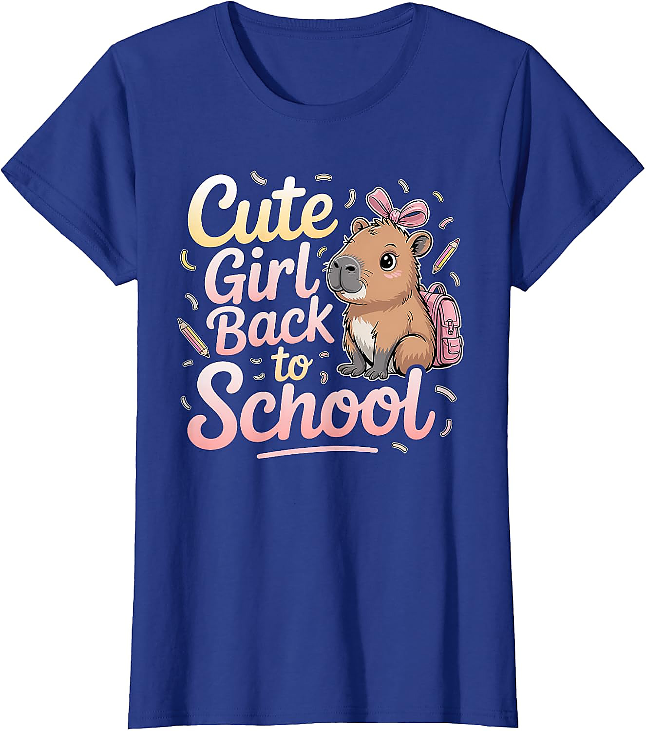 Cute Capybara Back to School T-Shirt for Girls | Kids Tee