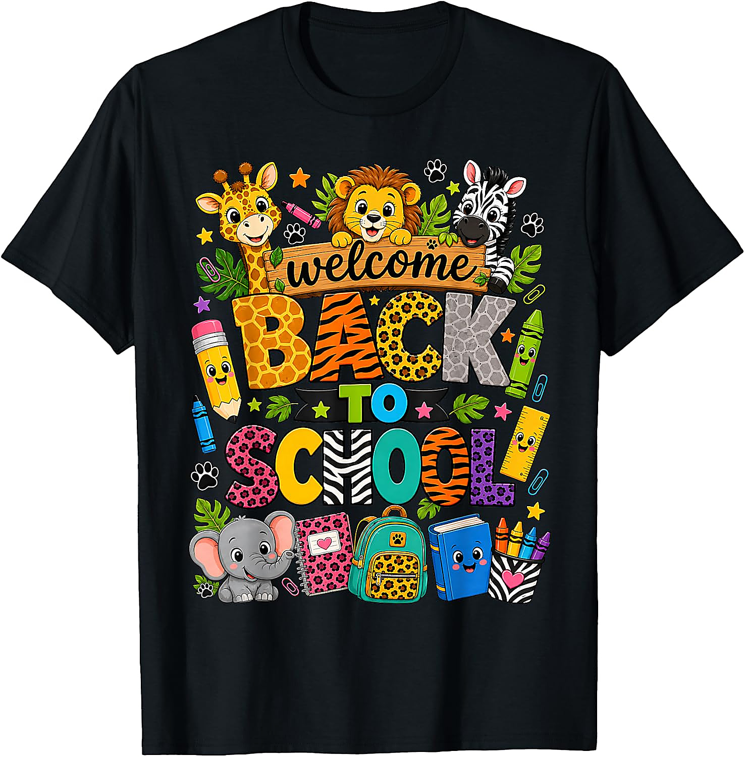 Back to School Safari Animals T-Shirt for Kids & Teachers