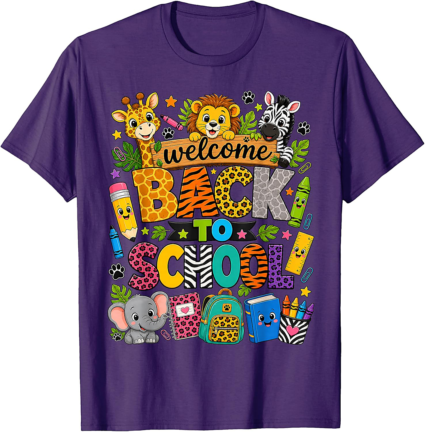 Back to School Safari Animals T-Shirt for Kids & Teachers