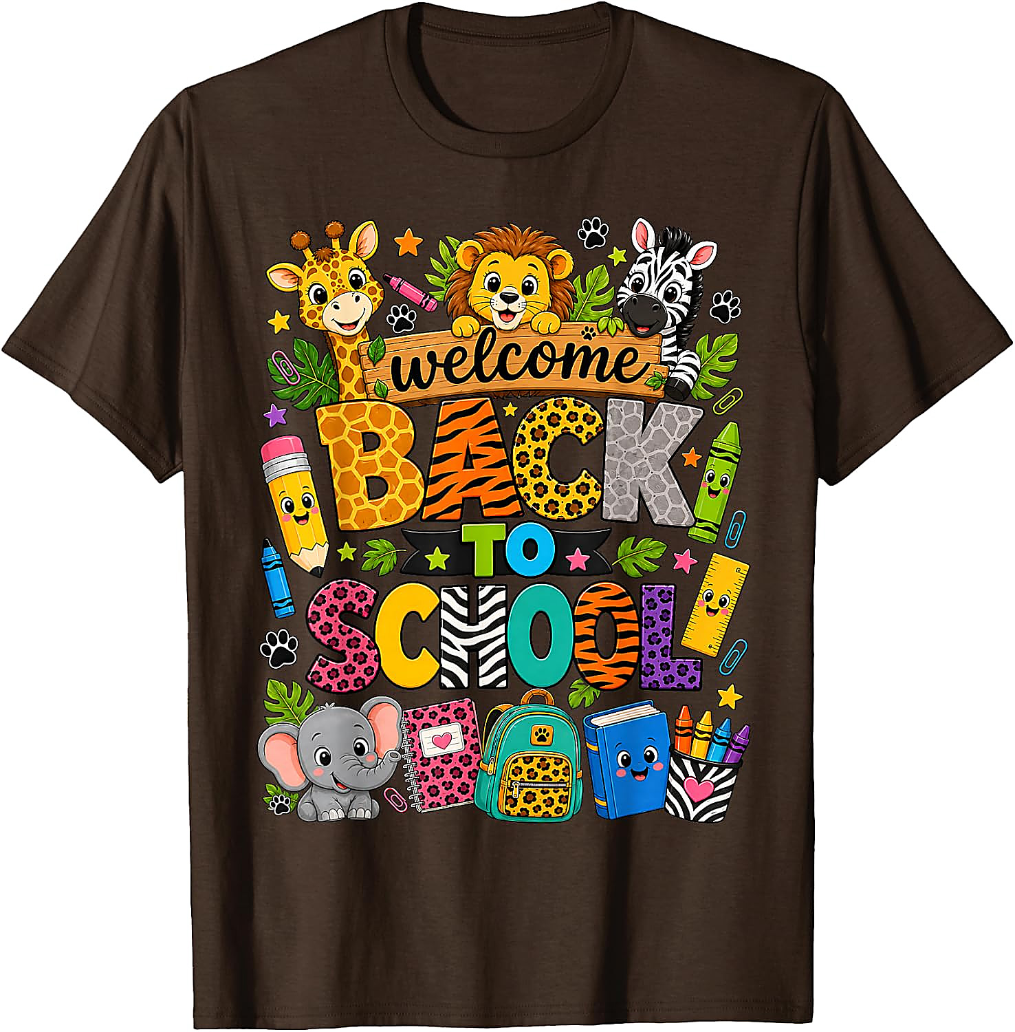 Back to School Safari Animals T-Shirt for Kids & Teachers