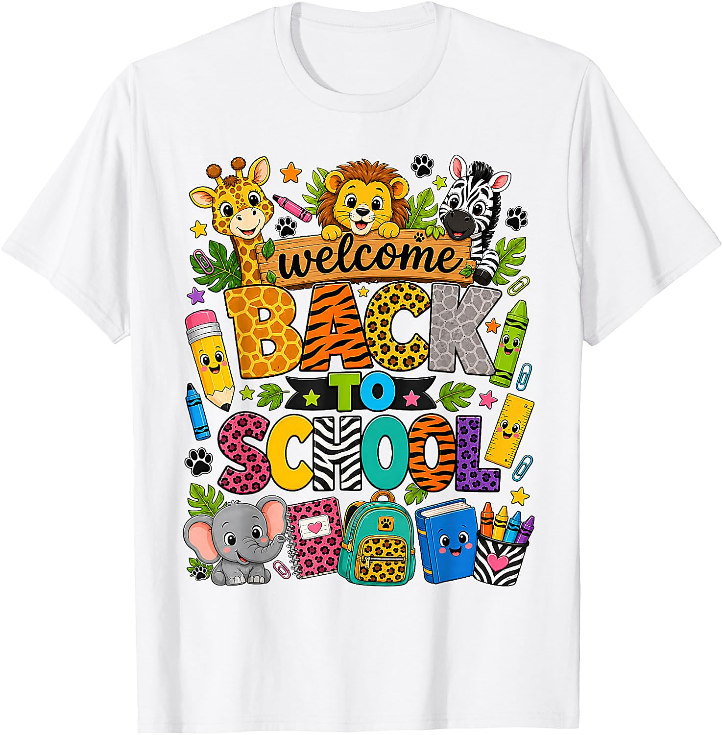 Back to School Safari Animals T-Shirt for Kids & Teachers