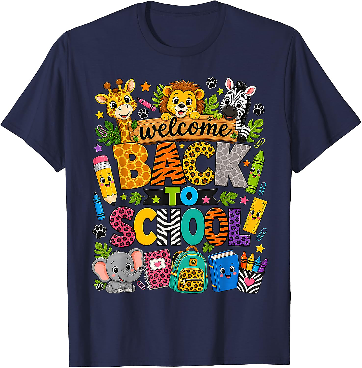 Back to School Safari Animals T-Shirt for Kids & Teachers