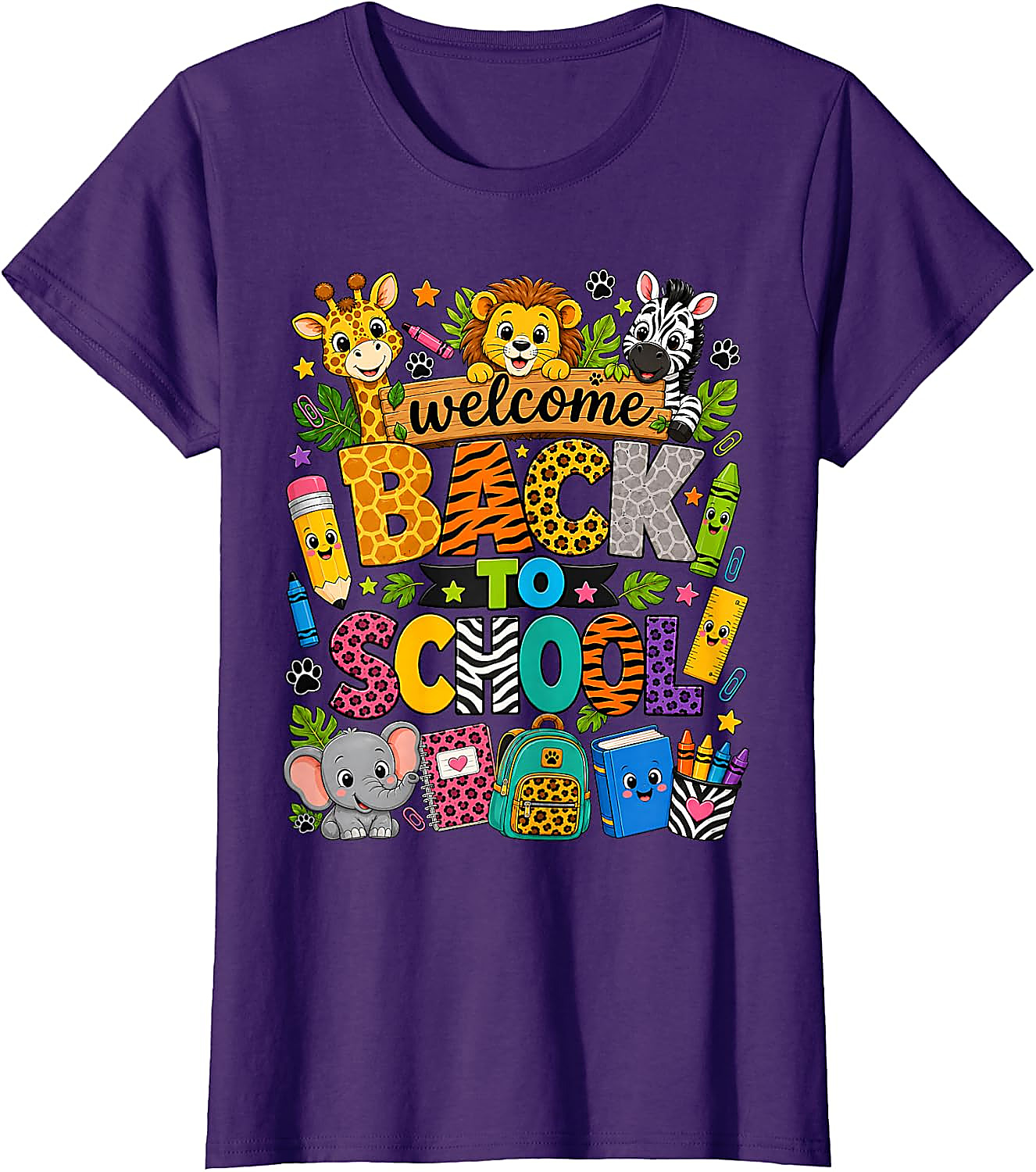 Back to School Safari Animals T-Shirt for Kids & Teachers