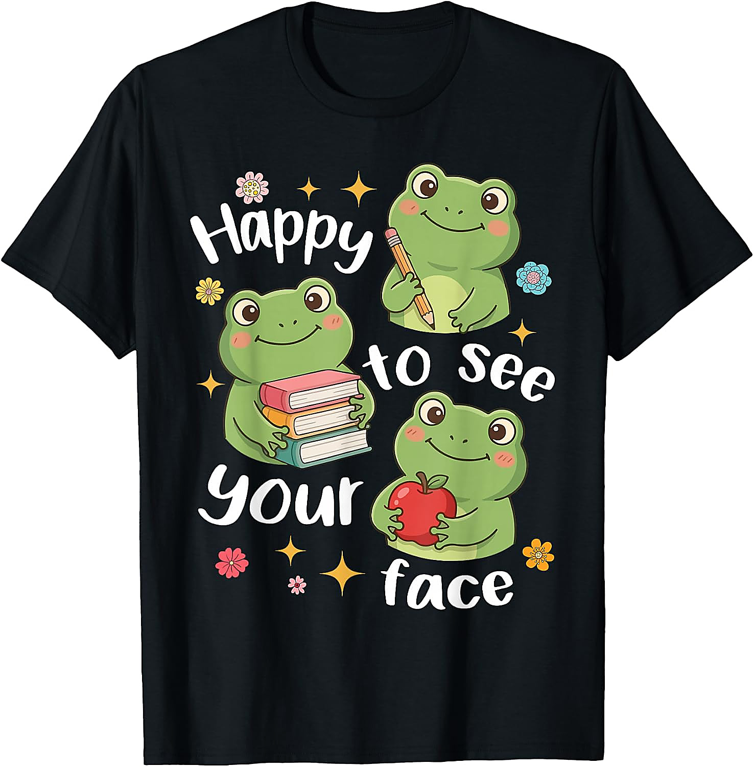 Cute Frog Teacher Back to School T-Shirt | Happy Face Tee
