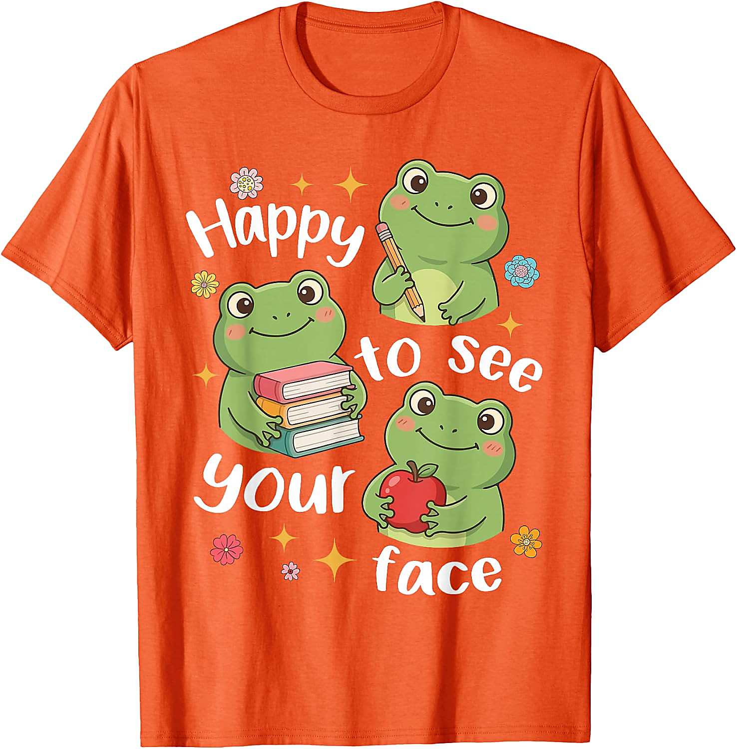 Cute Frog Teacher Back to School T-Shirt | Happy Face Tee