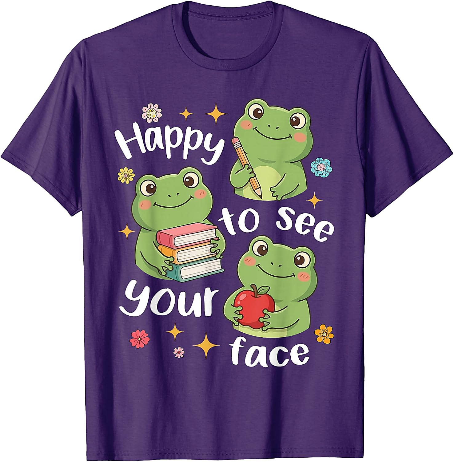 Cute Frog Teacher Back to School T-Shirt | Happy Face Tee
