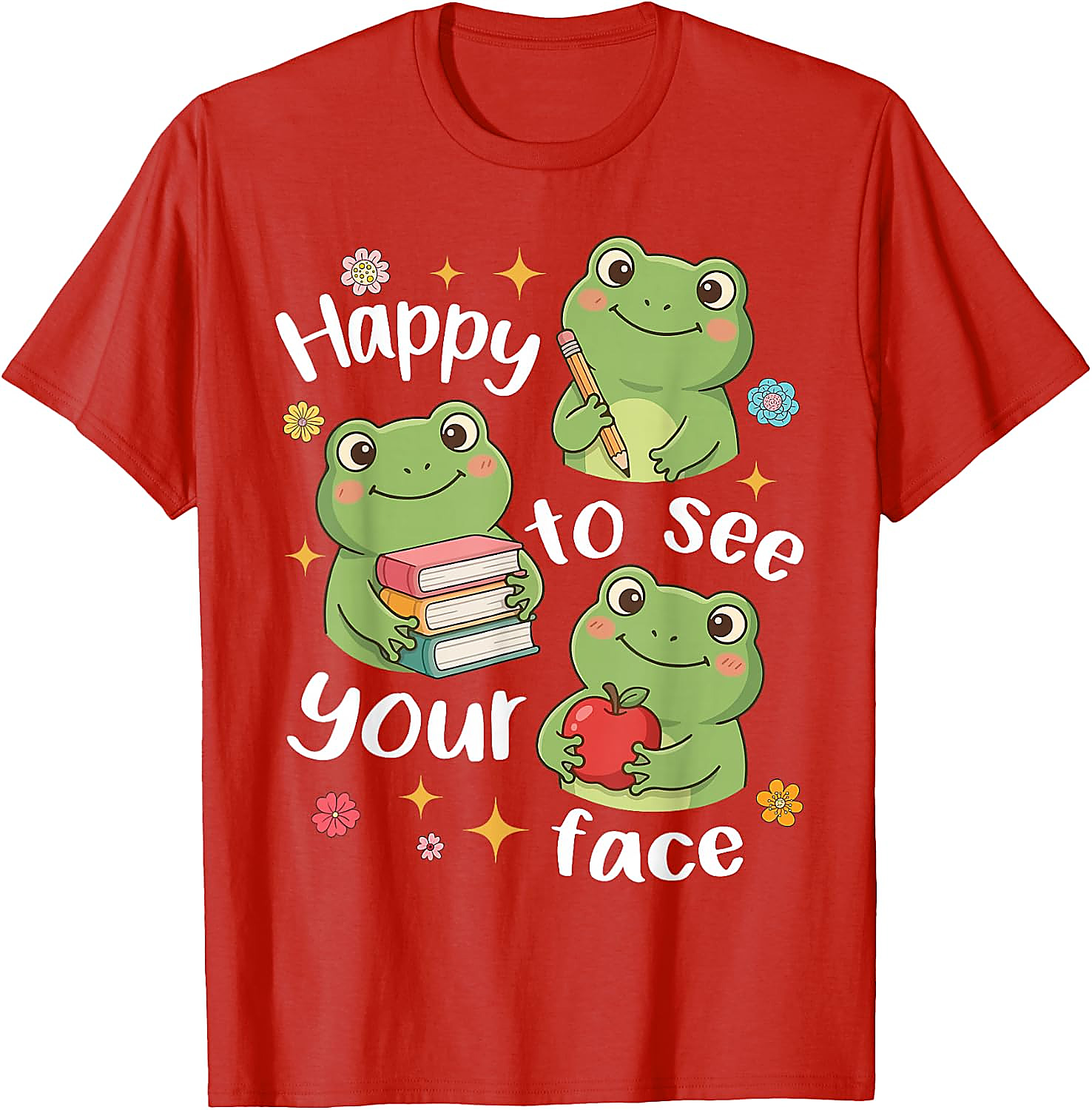 Cute Frog Teacher Back to School T-Shirt | Happy Face Tee