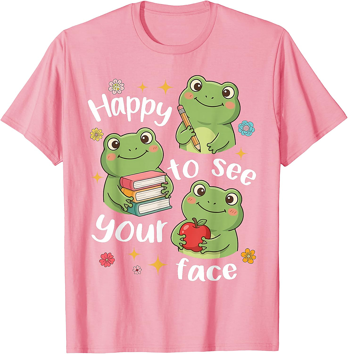 Cute Frog Teacher Back to School T-Shirt | Happy Face Tee