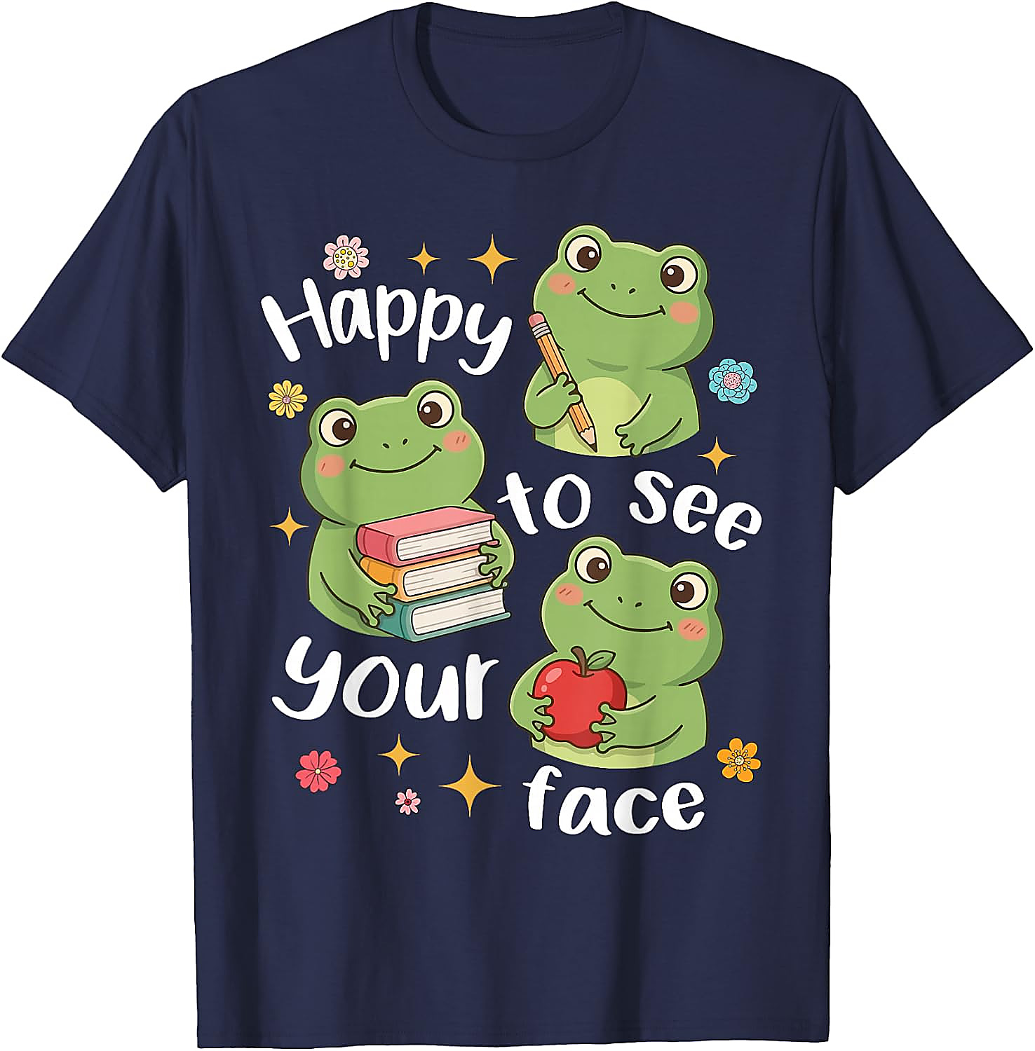 Cute Frog Teacher Back to School T-Shirt | Happy Face Tee