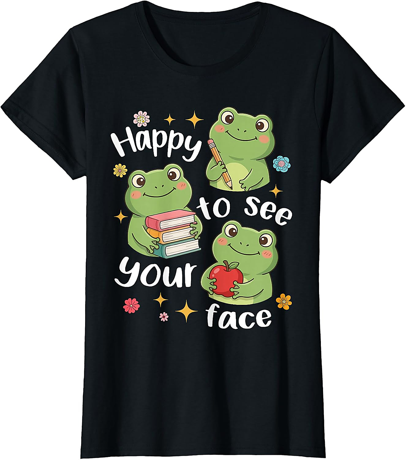 Cute Frog Teacher Back to School T-Shirt | Happy Face Tee