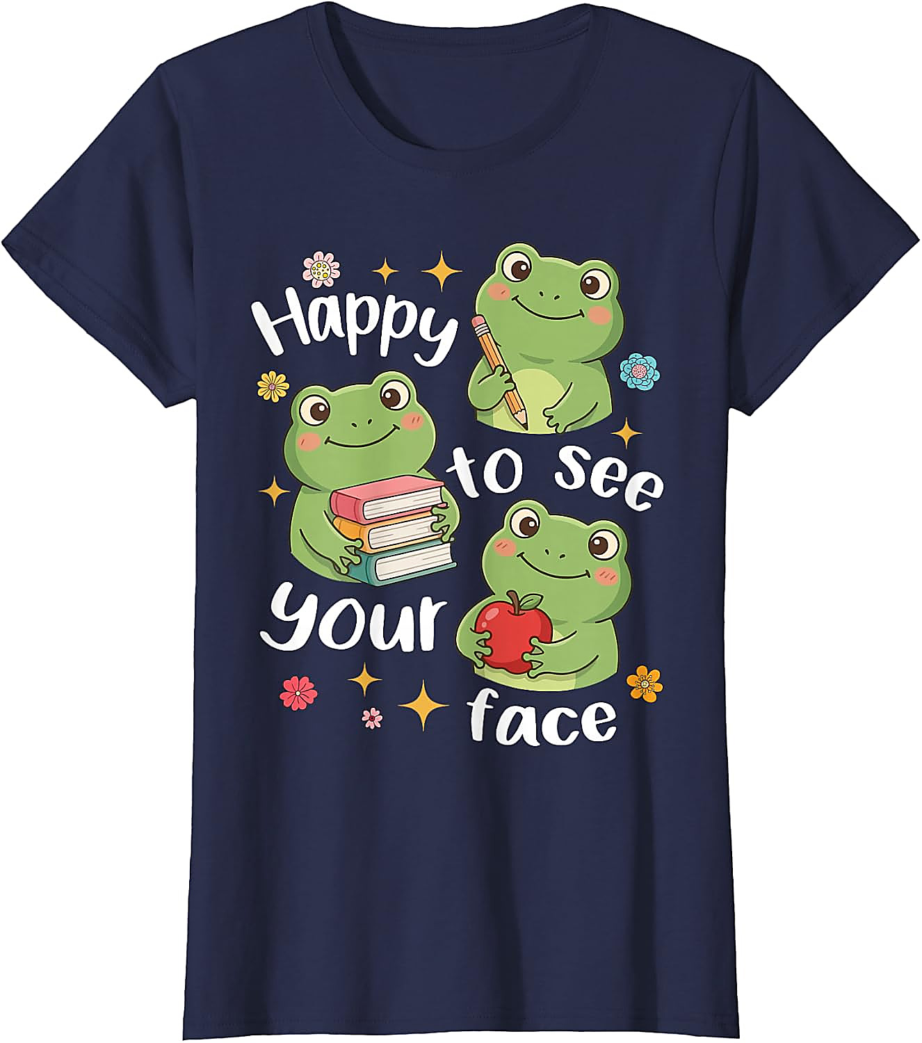 Cute Frog Teacher Back to School T-Shirt | Happy Face Tee