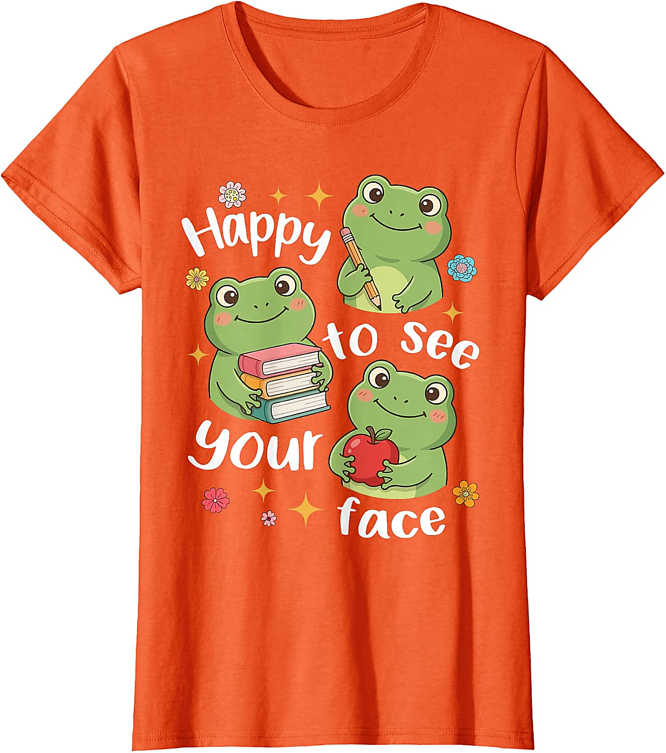 Cute Frog Teacher Back to School T-Shirt | Happy Face Tee