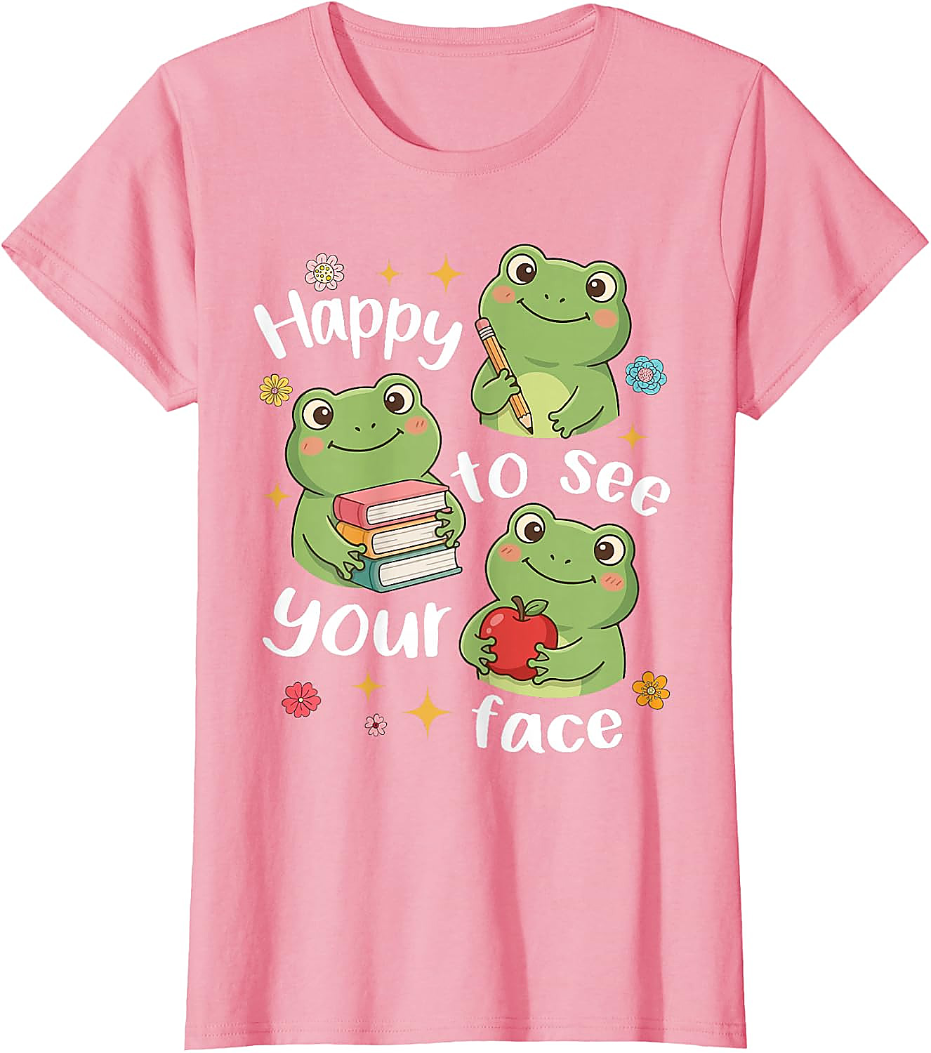 Cute Frog Teacher Back to School T-Shirt | Happy Face Tee
