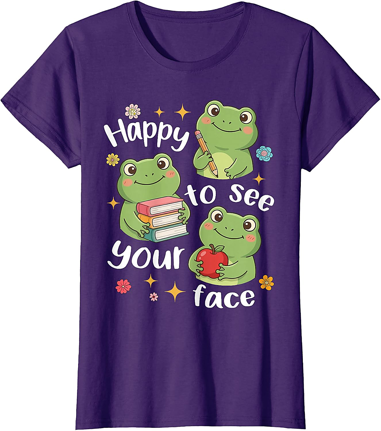 Cute Frog Teacher Back to School T-Shirt | Happy Face Tee
