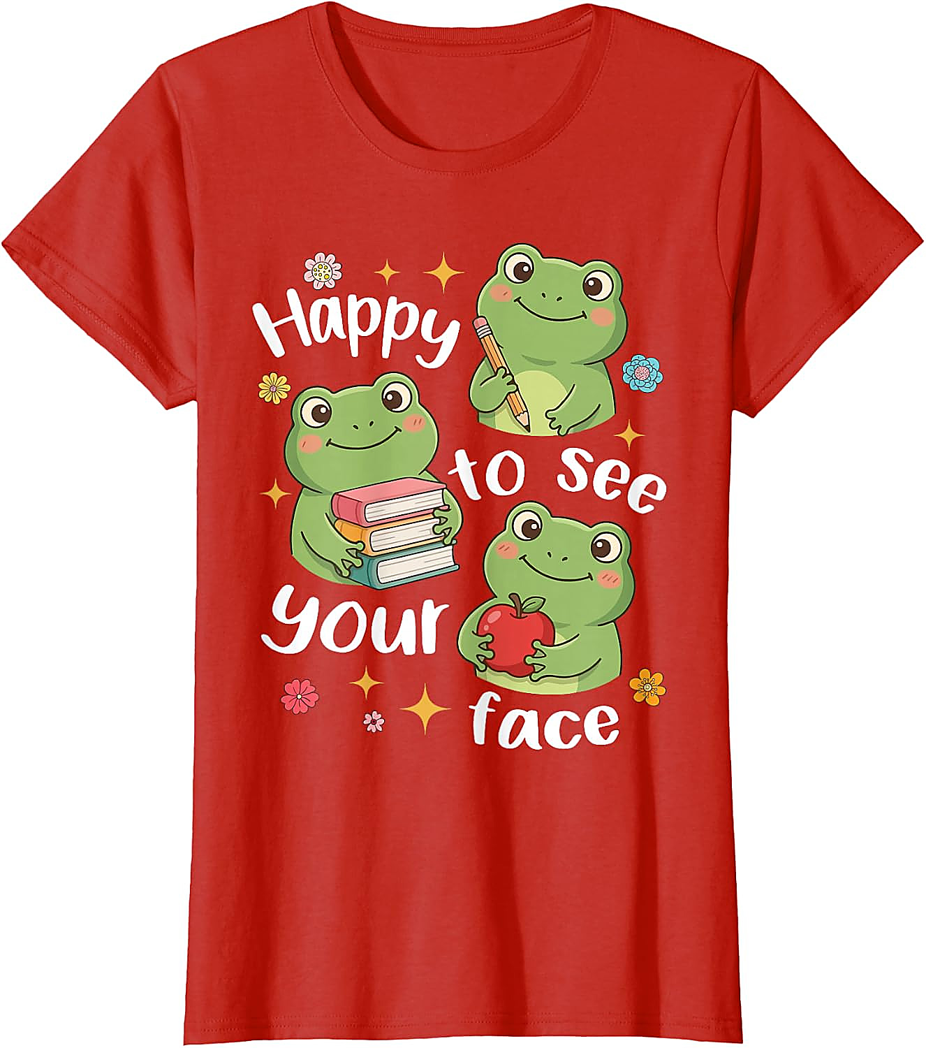 Cute Frog Teacher Back to School T-Shirt | Happy Face Tee