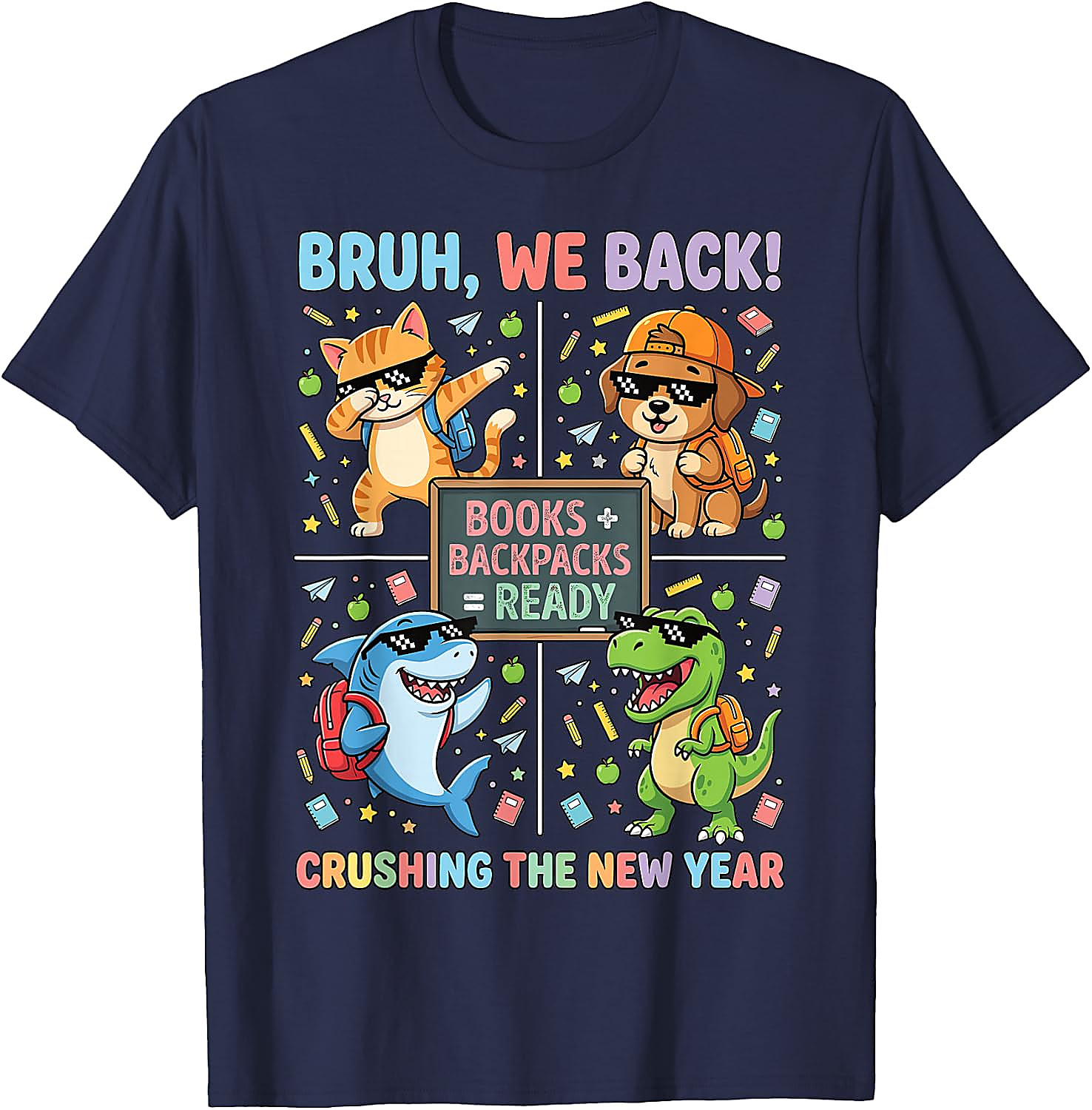 Bruh We Back Funny Back to School Animals Tee