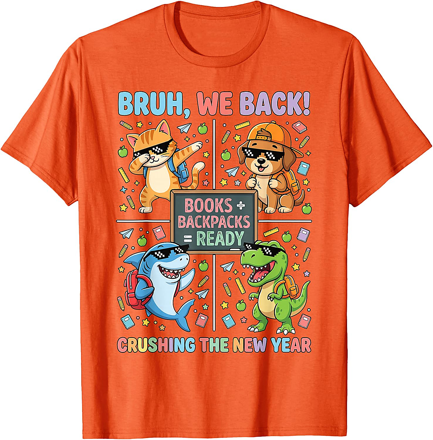 Bruh We Back Funny Back to School Animals Tee