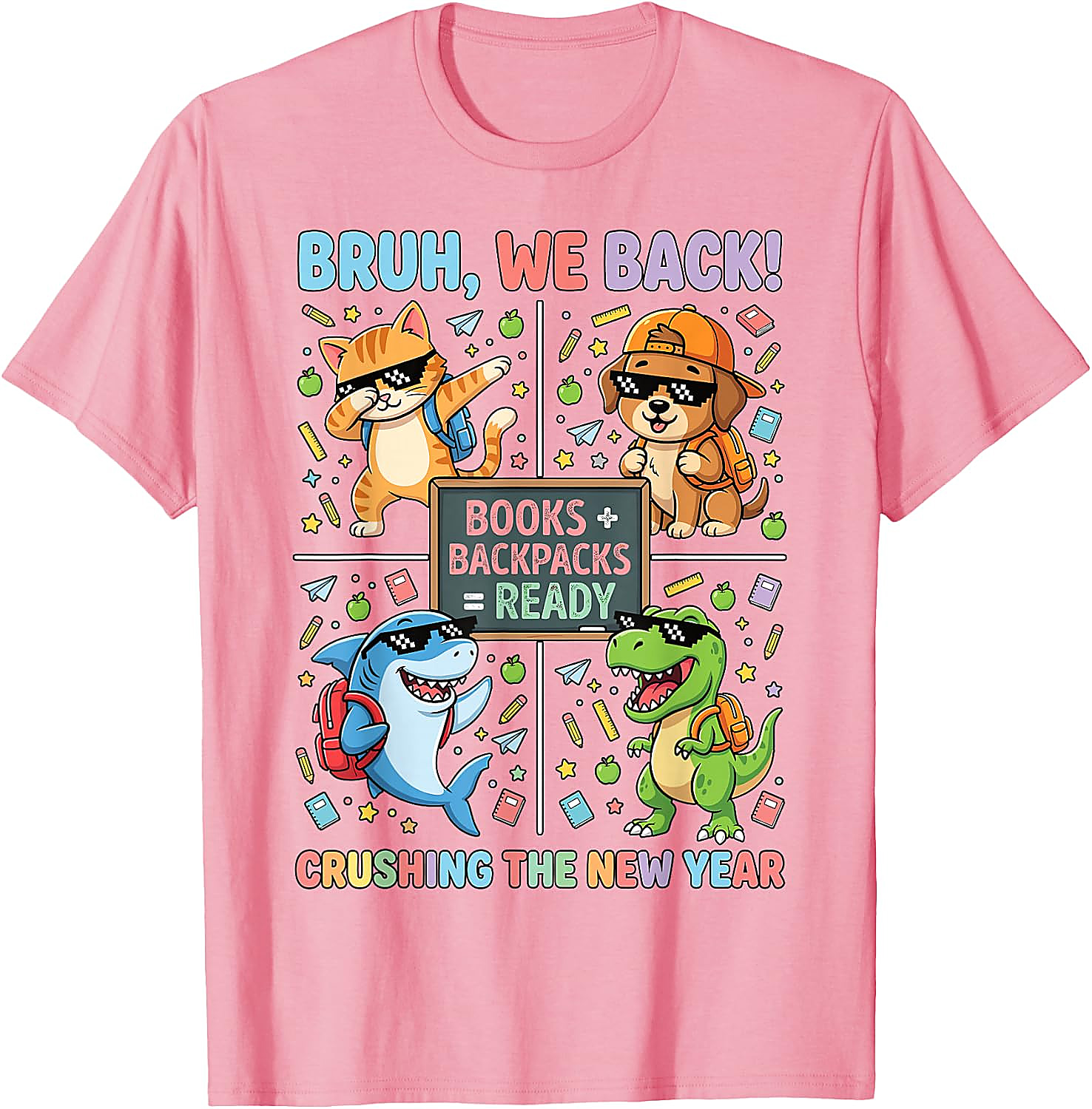 Bruh We Back Funny Back to School Animals Tee