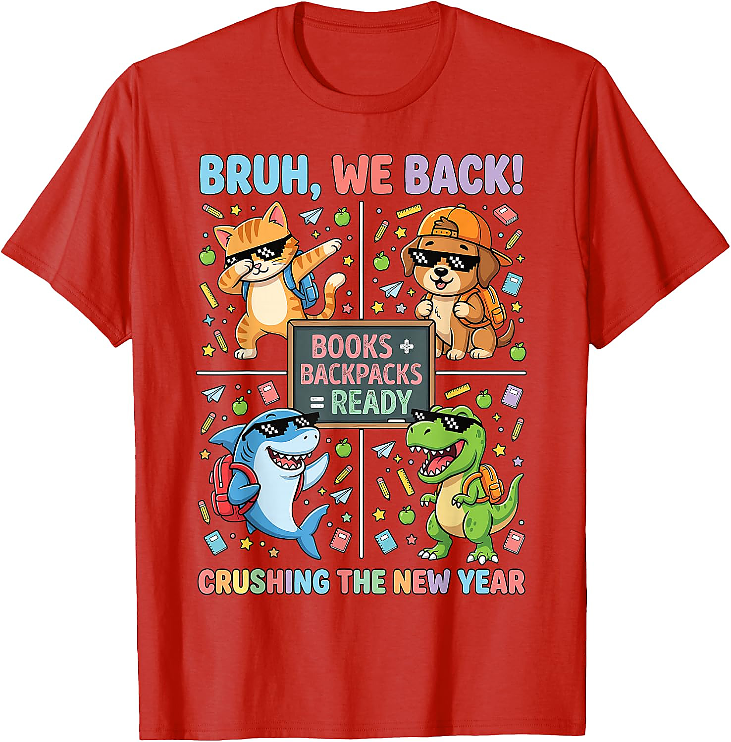 Bruh We Back Funny Back to School Animals Tee