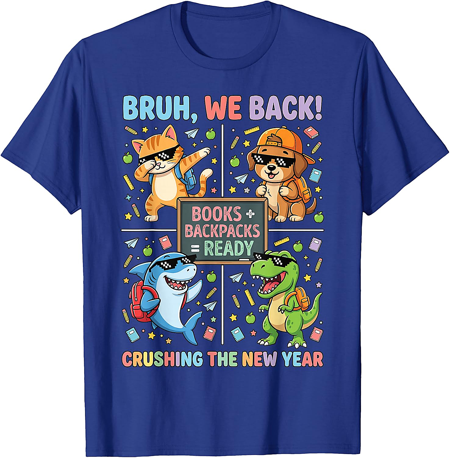 Bruh We Back Funny Back to School Animals Tee