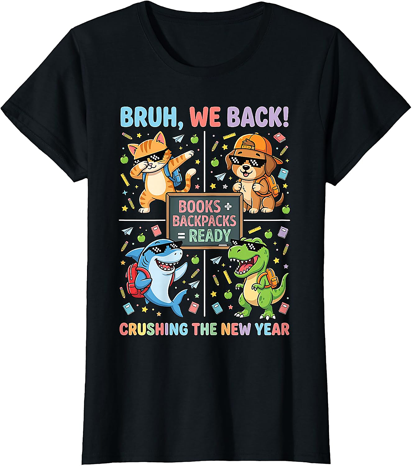 Bruh We Back Funny Back to School Animals Tee