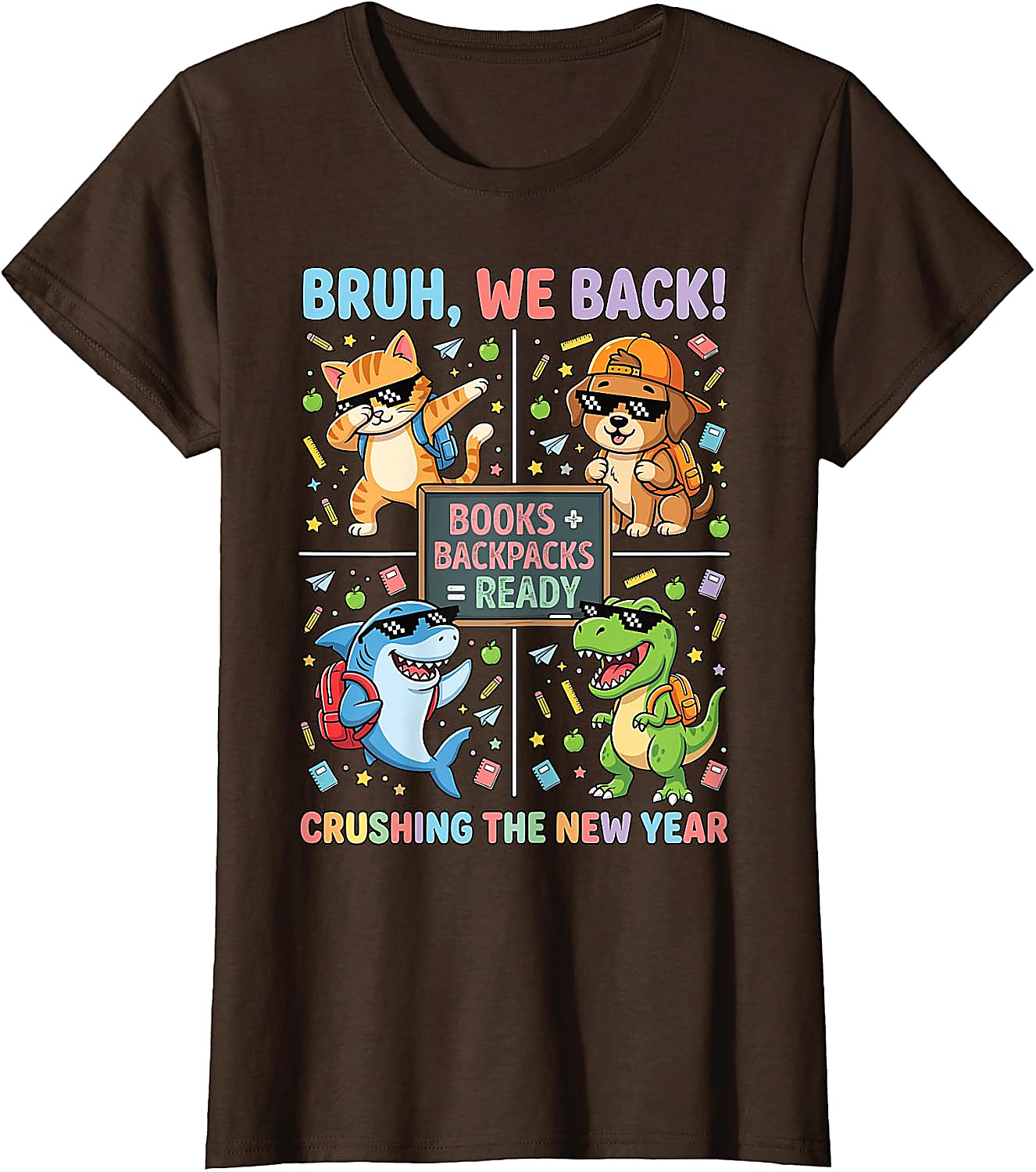 Bruh We Back Funny Back to School Animals Tee