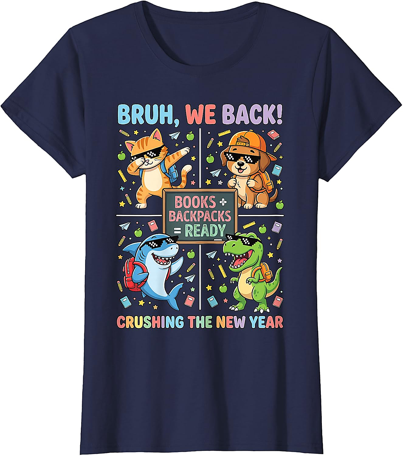 Bruh We Back Funny Back to School Animals Tee
