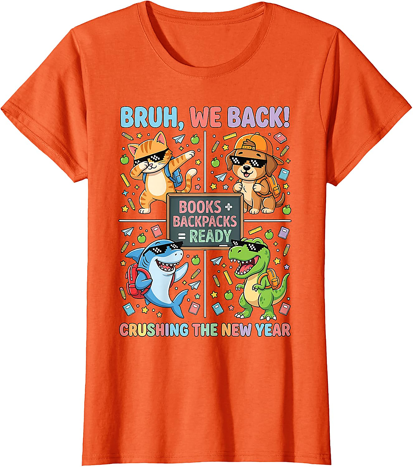 Bruh We Back Funny Back to School Animals Tee