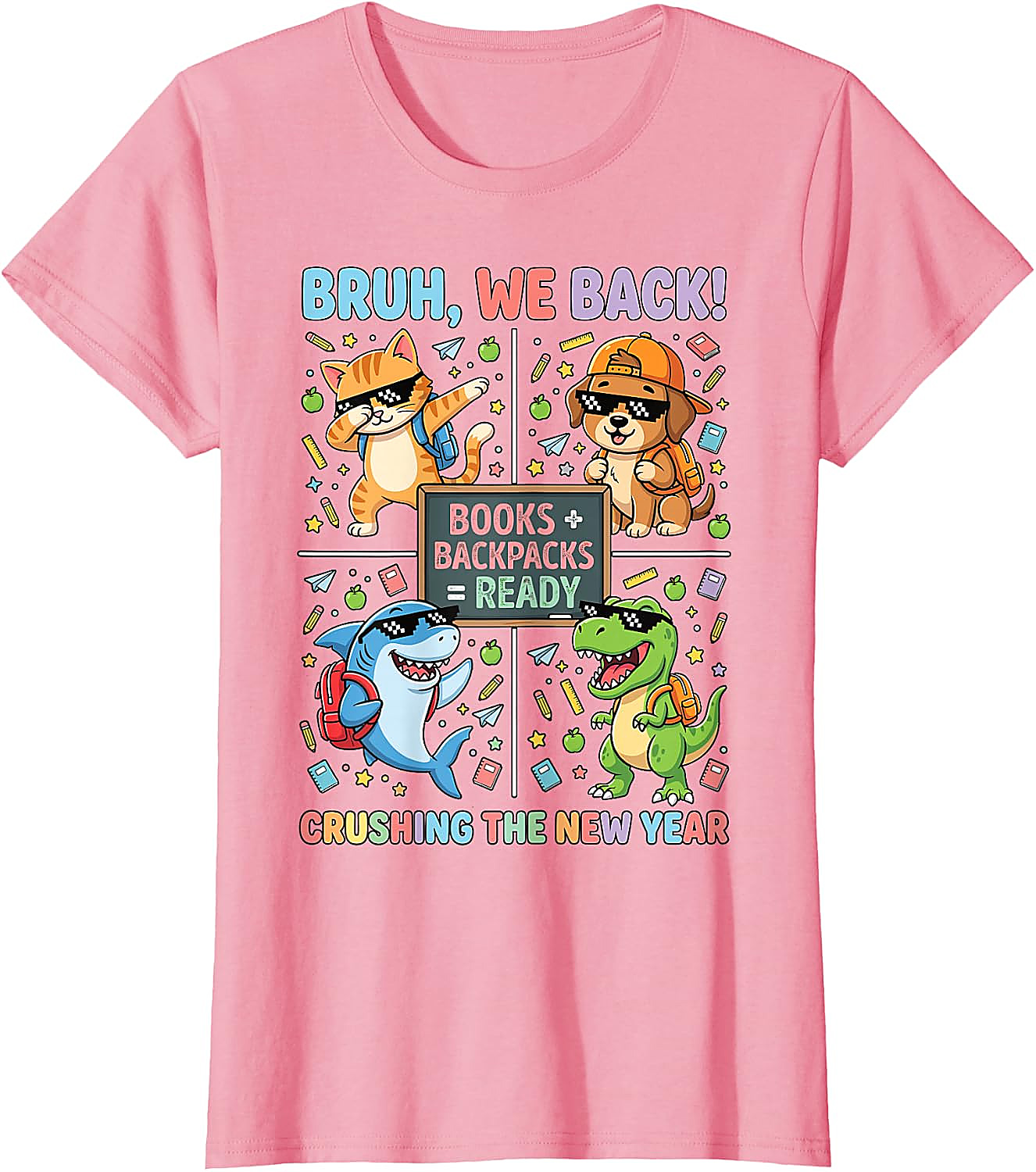 Bruh We Back Funny Back to School Animals Tee