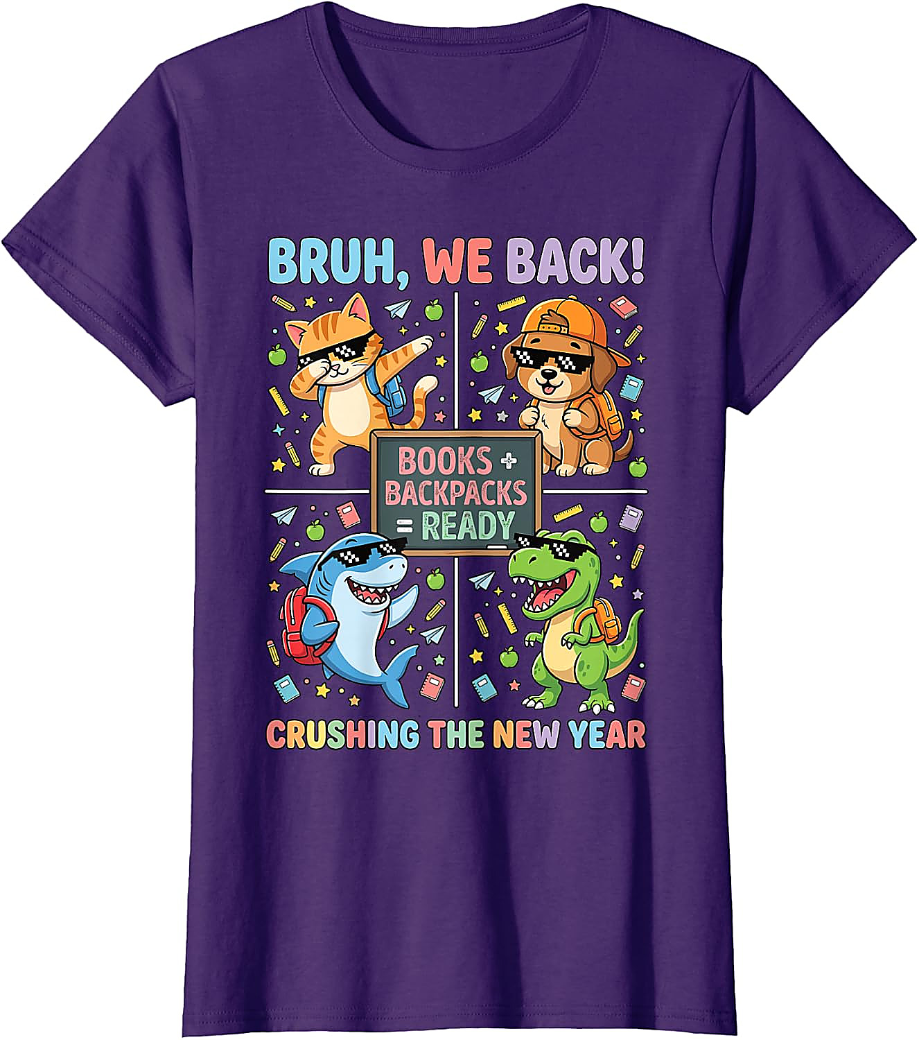 Bruh We Back Funny Back to School Animals Tee