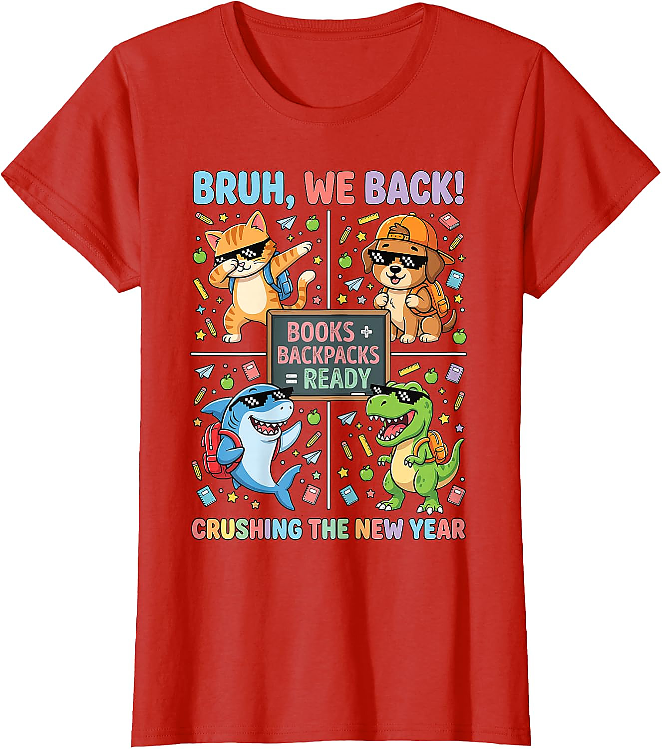 Bruh We Back Funny Back to School Animals Tee