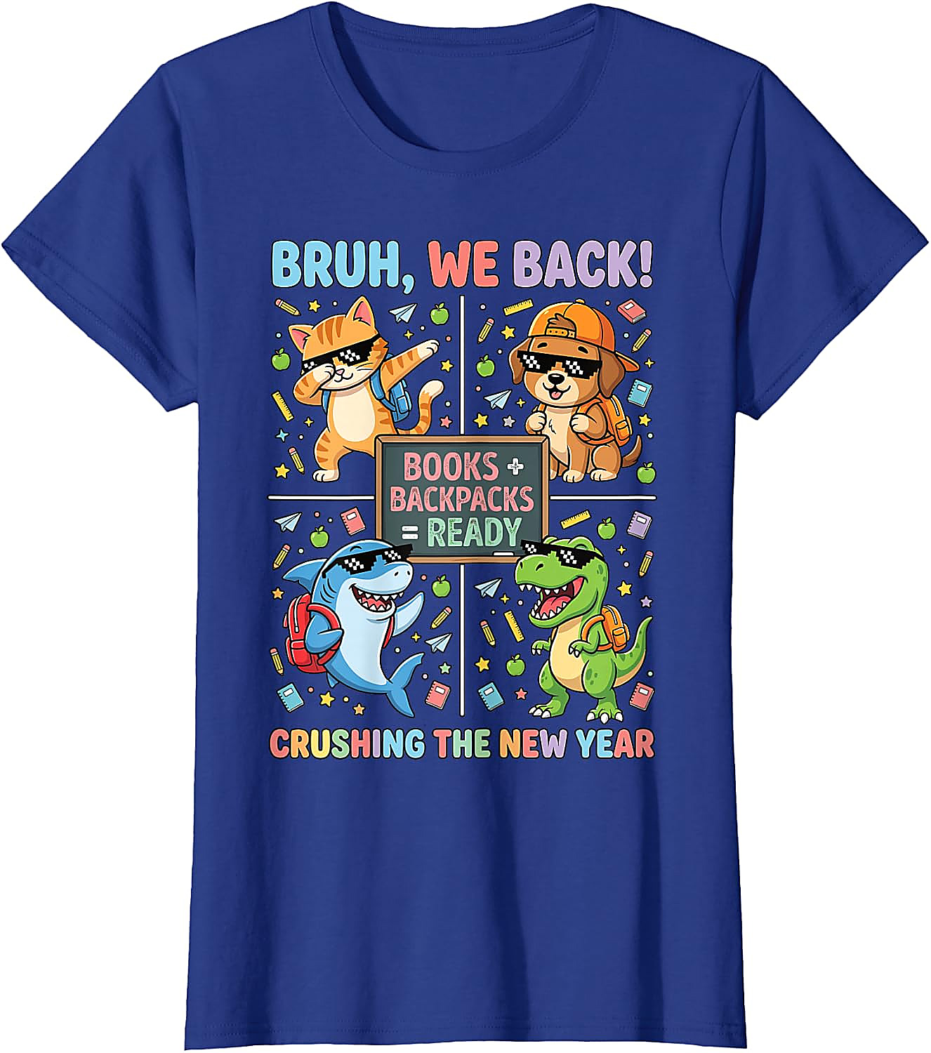 Bruh We Back Funny Back to School Animals Tee