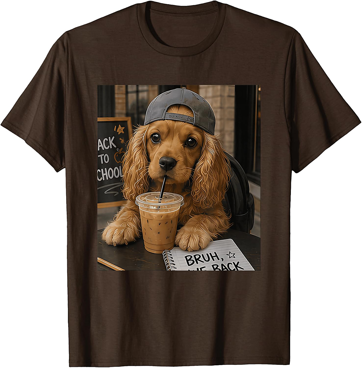 Bruh We Back Cocker Spaniel T-Shirt | Funny Student Tee