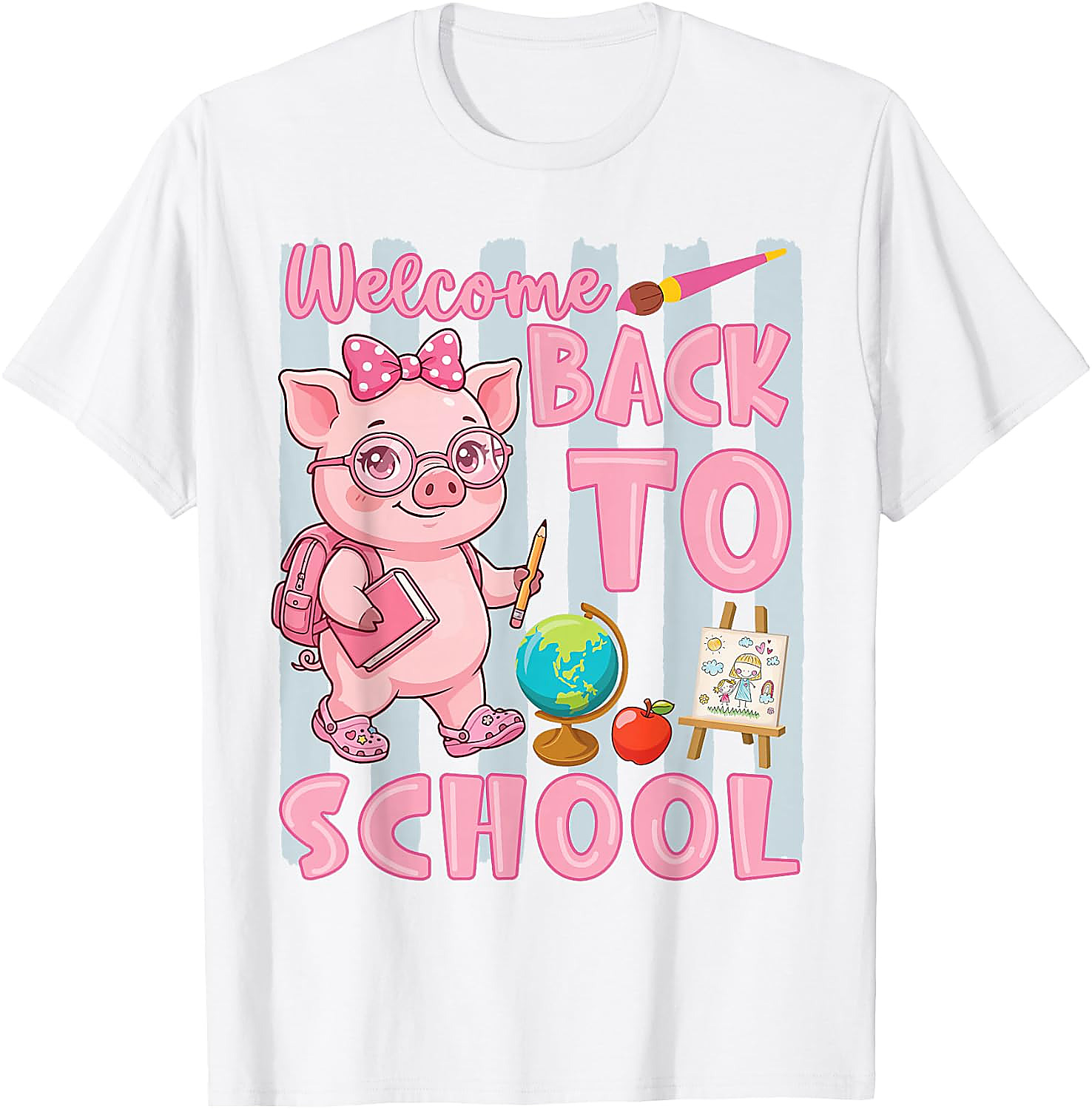 Cute Pig Back to School T-Shirt for Girls