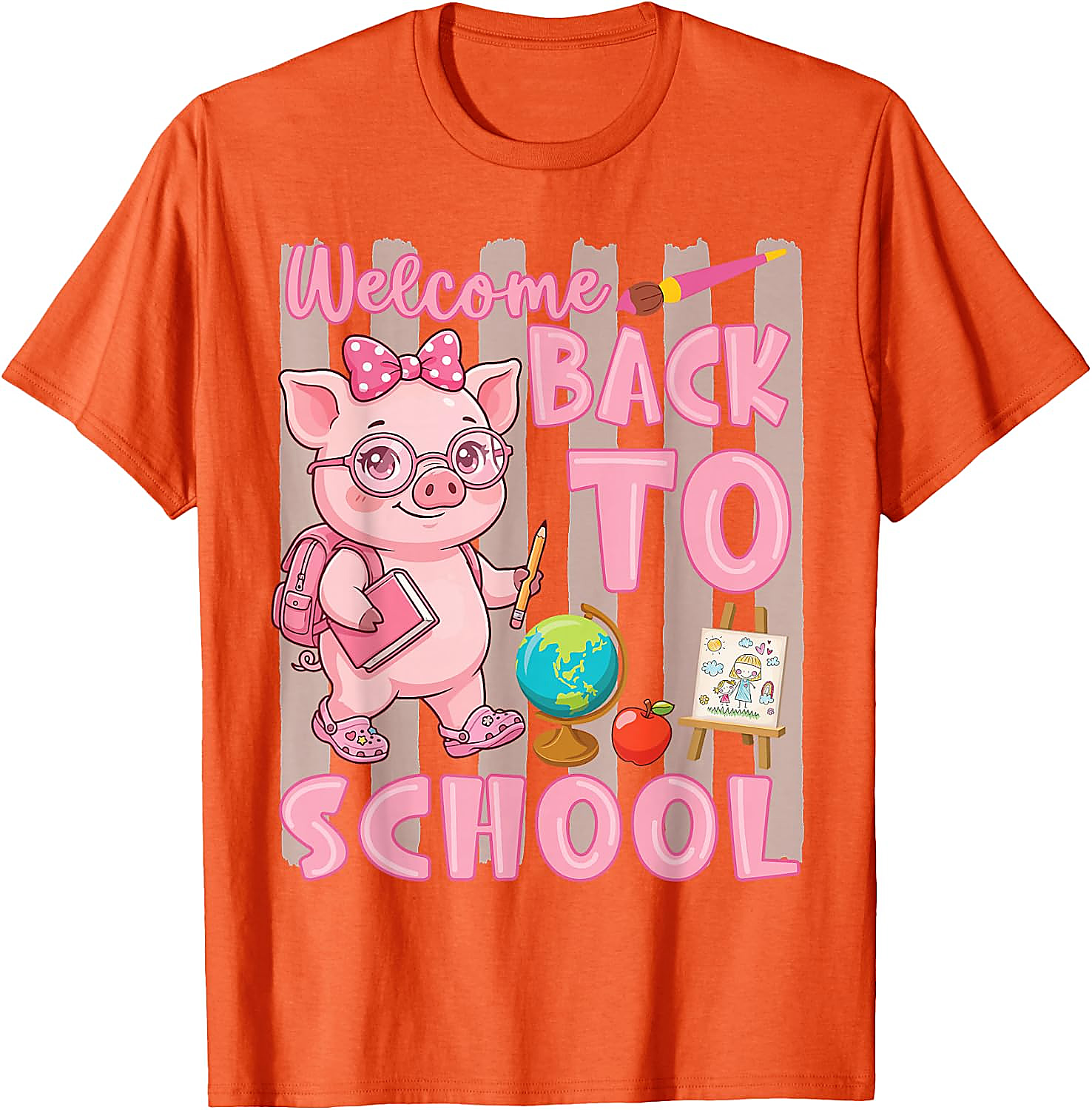 Cute Pig Back to School T-Shirt for Girls