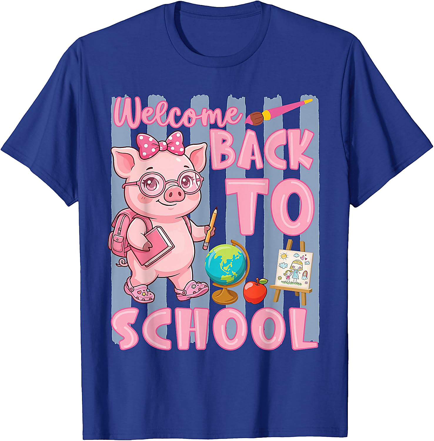 Cute Pig Back to School T-Shirt for Girls