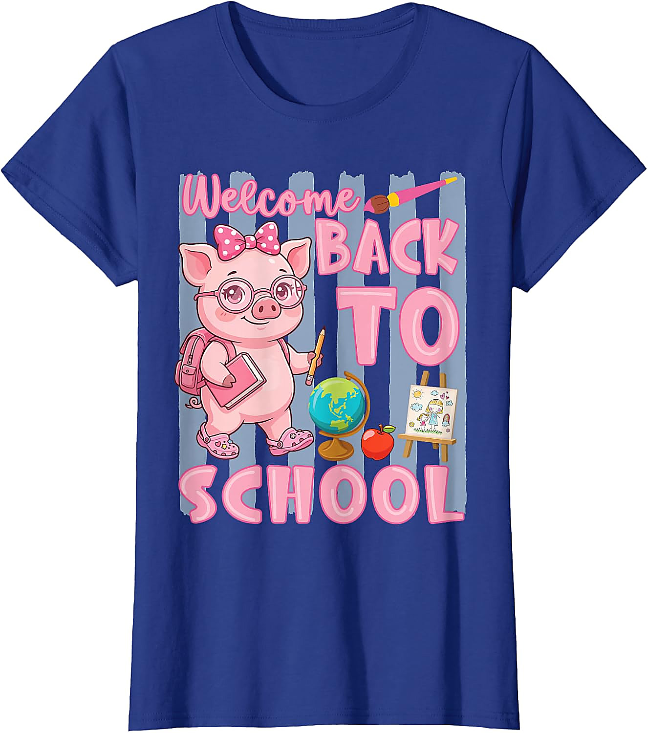 Cute Pig Back to School T-Shirt for Girls