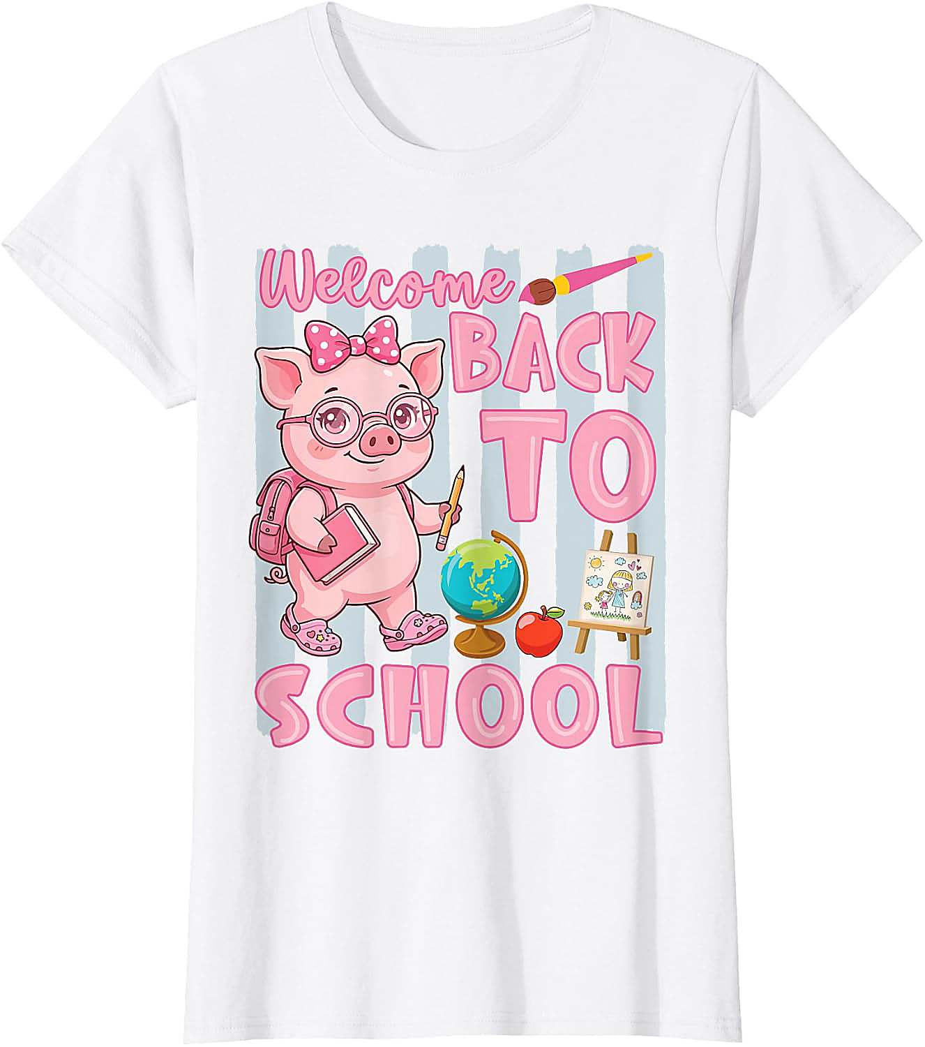 Cute Pig Back to School T-Shirt for Girls